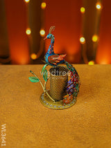 Hand Painted Peacock Pen Stand - Wl3641 Metal Decor Utility