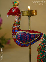 Hand-Painted Peacock T Light Holder - Wbg1054-1 Candles