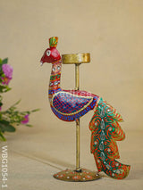 Hand-Painted Peacock T Light Holder - Wbg1054-1 Candles