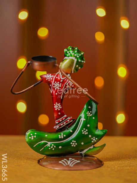 Handpainted Musician Candle Holder - Wl3665 Metal Decor Utility