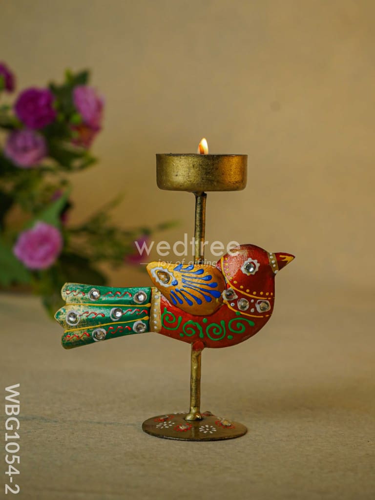 Hand-Painted Sparrow T-Light Holder - Wbg1054-2 Candles