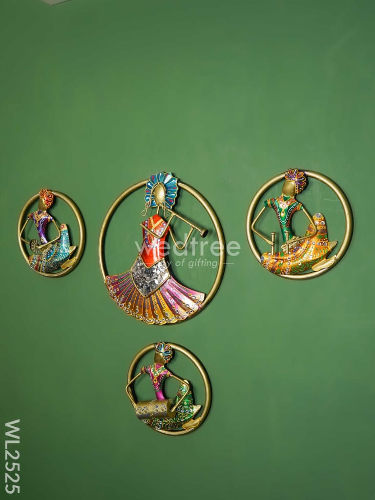 Handpainted Wall Hanging Musicians - Set Of 4 Wl2525 Metal Decor