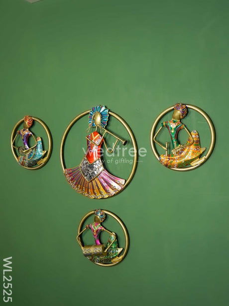 Handpainted Wall Hanging Musicians - Set Of 4 Wl2525 Metal Decor