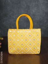 Handbag With Chikankari Work (Assorted) - Wbg0652 Hand Bags