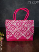 Handbag With Chikankari Work (Assorted) - Wbg0652 Hand Bags