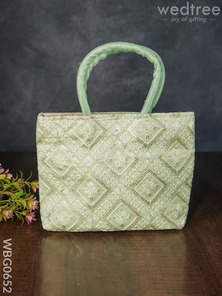 Handbag With Chikankari Work (Assorted) - Wbg0652 Hand Bags