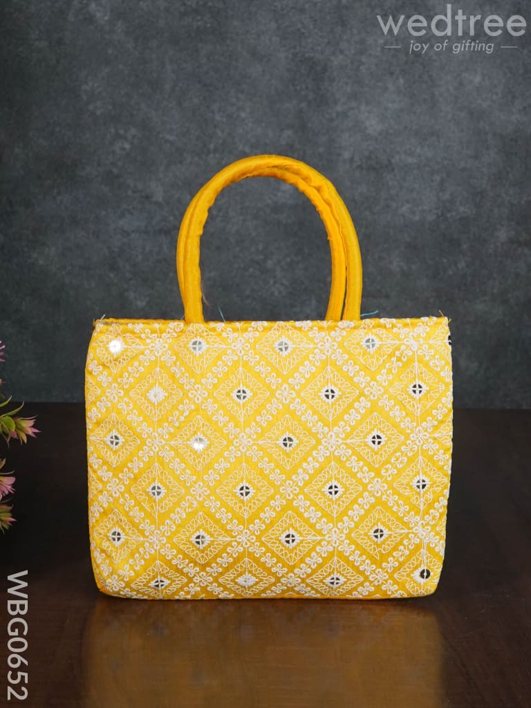 Handbag With Chikankari Work (Assorted) - Wbg0652 Hand Bags