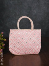 Handbag With Chikankari Work (Assorted) - Wbg0652 Hand Bags