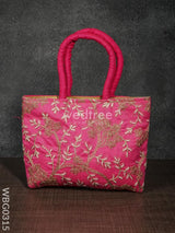 Handbag With Golden Floral Embroidery - Wbg0315 Hand Bags