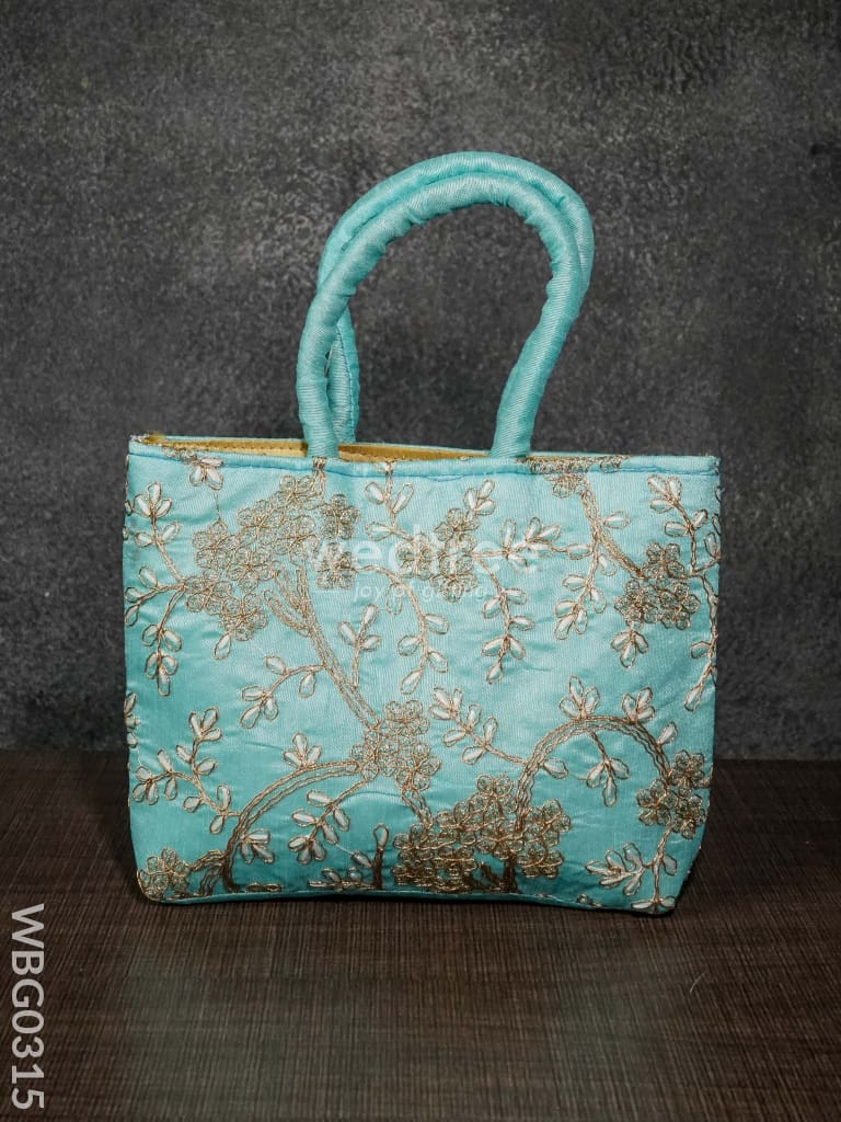 Handbag With Golden Floral Embroidery - Wbg0315 Hand Bags