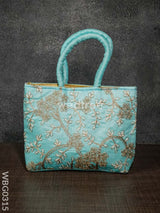 Handbag With Golden Floral Embroidery - Wbg0315 Hand Bags