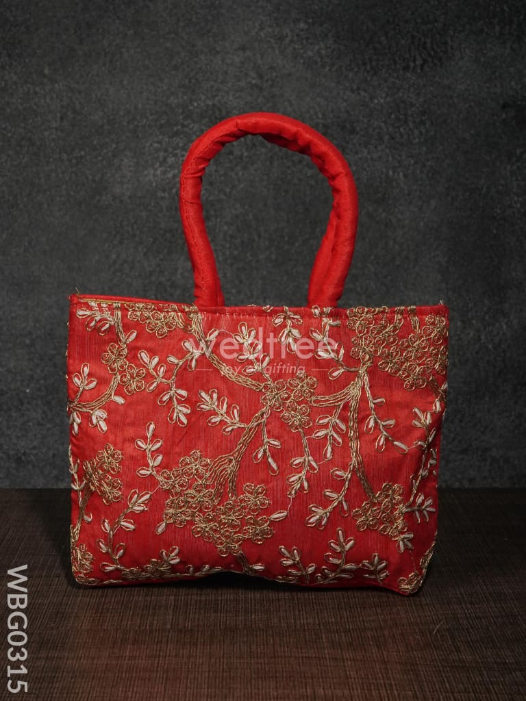 Handbag With Golden Floral Embroidery - Wbg0315 Hand Bags