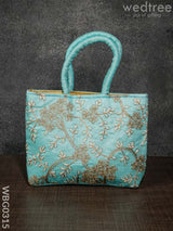 Handbag With Golden Floral Embroidery - Wbg0315 Hand Bags