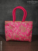 Handbag With Golden Floral Embroidery - Wbg0315 Hand Bags