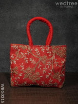 Handbag With Golden Floral Embroidery - Wbg0315 Hand Bags