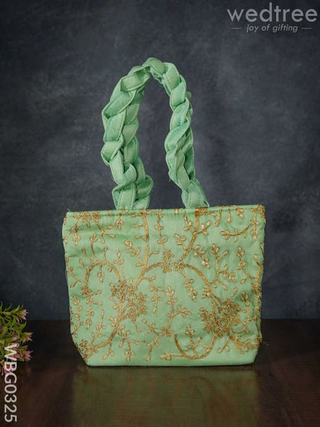 Handbag With Golden Floral Embroidery - Wbg0325 Hand Bags