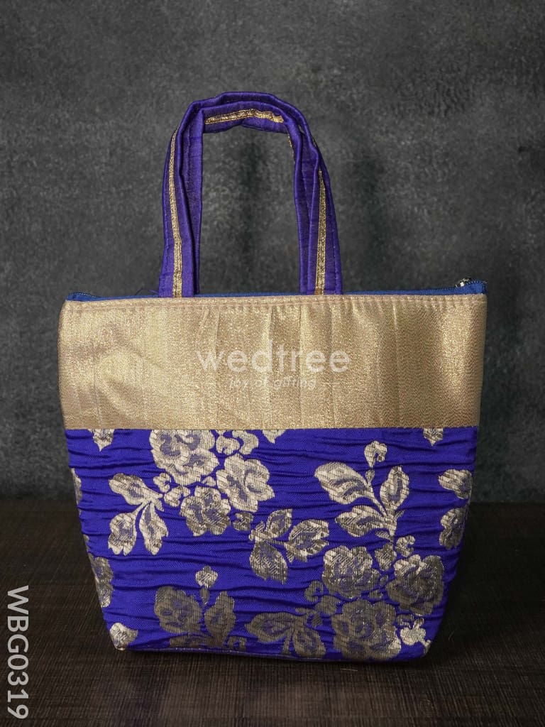 Handbag With Golden Floral Printed Design - Wbg0319 Hand Bags