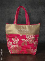 Handbag With Golden Floral Printed Design - Wbg0319 Hand Bags