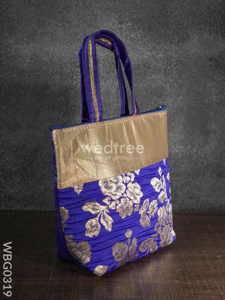 Handbag With Golden Floral Printed Design - Wbg0319 Hand Bags