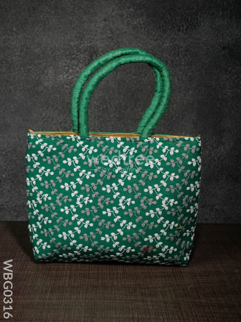 Handbag With Printed White And Ash Leaf Design - Wbg0316 Hand Bags