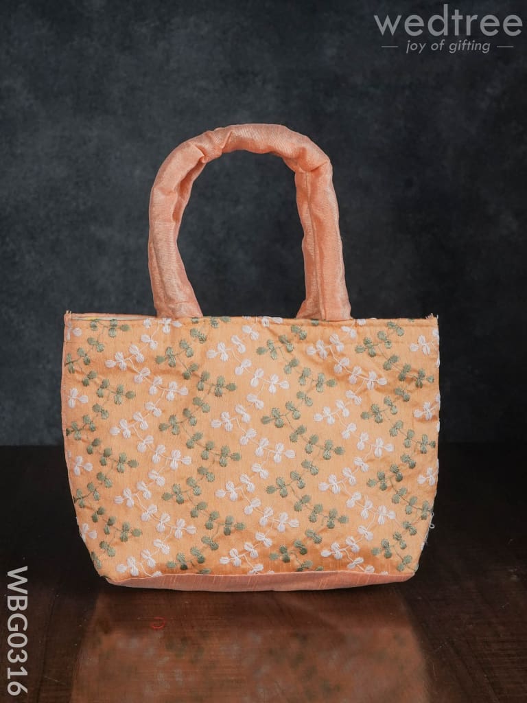 Handbag With Printed White And Ash Leaf Design - Wbg0316 Hand Bags