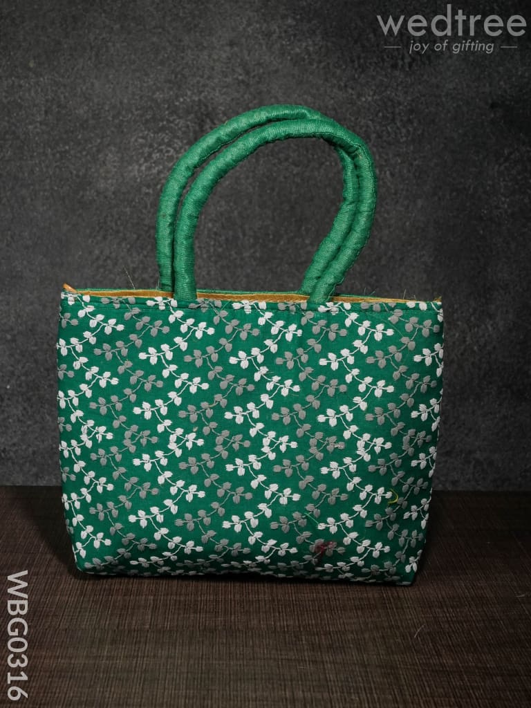 Handbag With Printed White And Ash Leaf Design - Wbg0316 Hand Bags