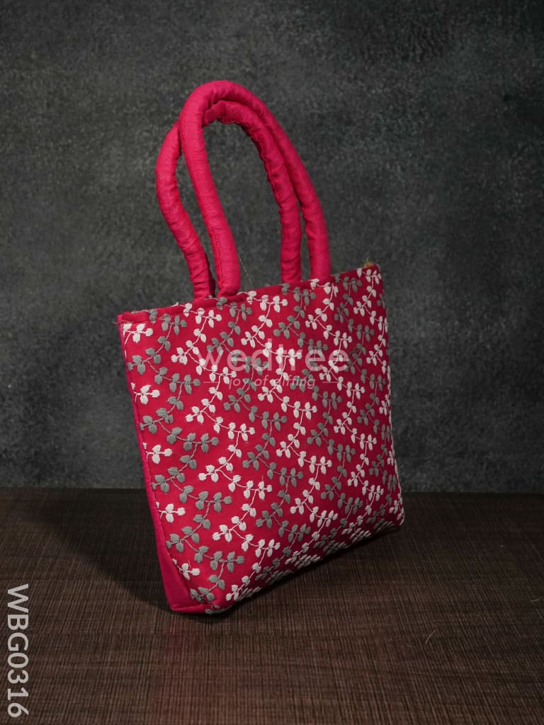 Handbag With Printed White And Ash Leaf Design - Wbg0316 Hand Bags