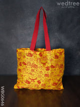 Handbag Yellow Silk Fabric With Purple Handle (11 X 13) - Wbg0646 Hand Bags