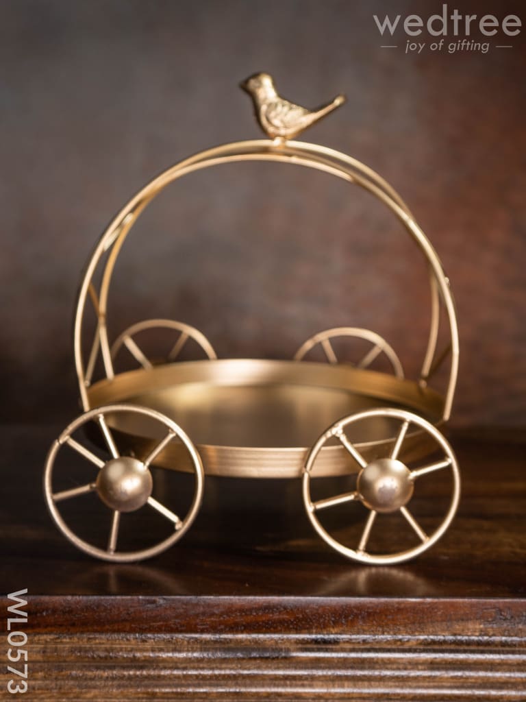 Handcrafted Metal Cake Stand With Bird On The Top - Wl0573 Decor Utility