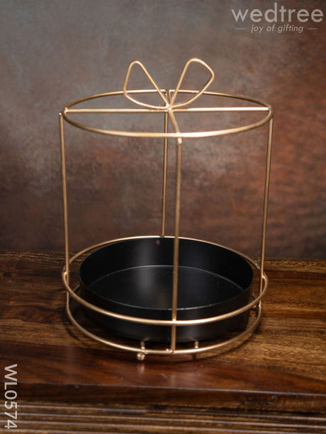 Handcrafted Metal Cake Stand With Ribbon On The Top - Wl0574 Decor Utility