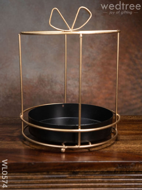 Handcrafted Metal Cake Stand With Ribbon On The Top - Wl0574 Decor Utility