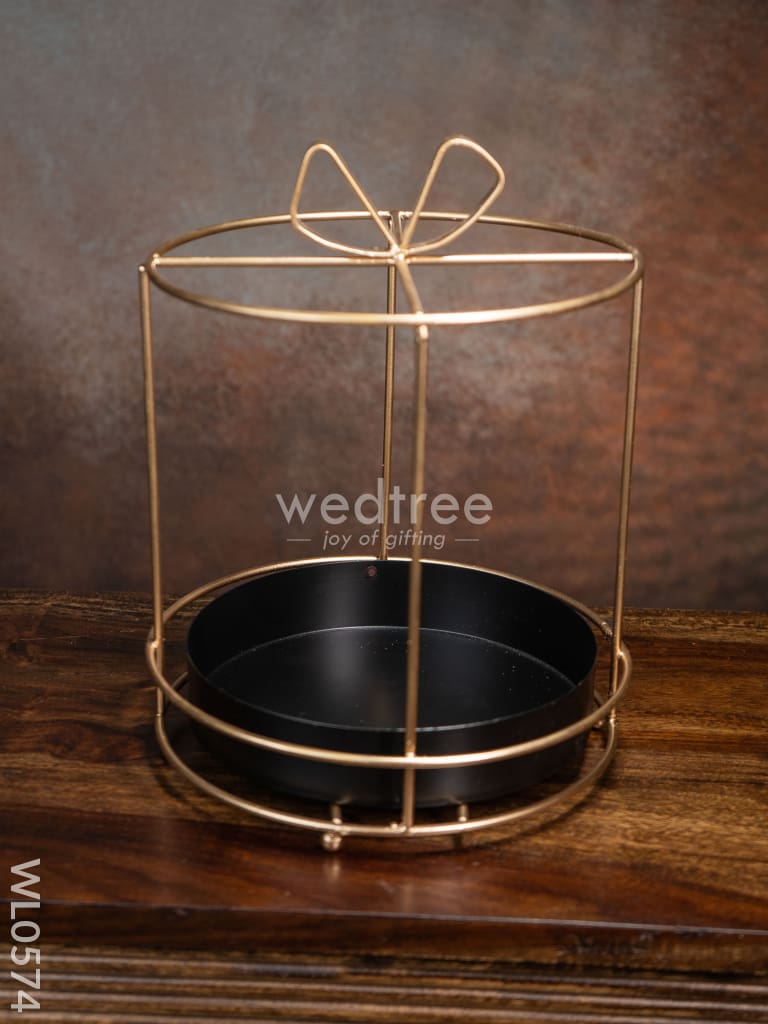 Handcrafted Metal Cake Stand With Ribbon On The Top - Wl0574 Decor Utility