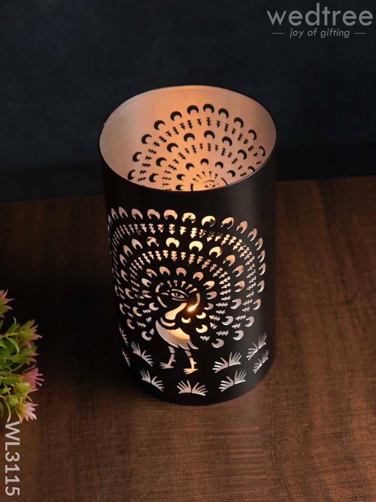 Handcrafted Votive With Peacock Design In Jhaali Pattern - Big Wl3115 Candles And Votives