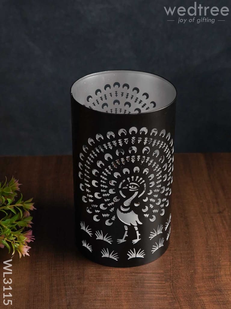 Handcrafted Votive With Peacock Design In Jhaali Pattern - Big Wl3115 Candles And Votives