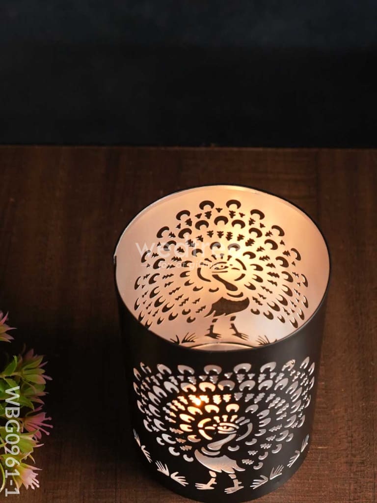 Handcrafted Votive With Peacock Design In Jhaali Pattern - Wbg0961 Candles