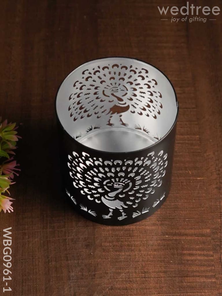 Handcrafted Votive With Peacock Design In Jhaali Pattern - Wbg0961 Candles