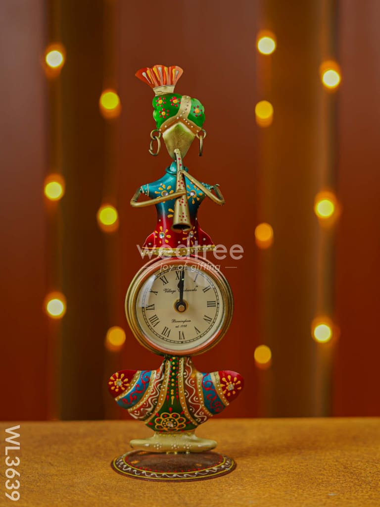 Handpainted Musician Clock Showpiece - Wl3639 Metal Decor Utility