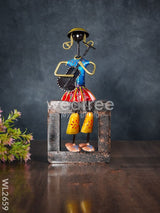 Handpainted Musicians With Wooden Stand - Set Of 3 Wl2659 Metal Decor Showpiece