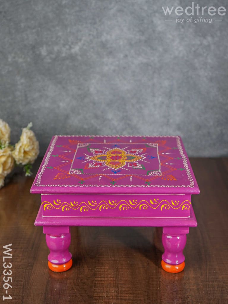 Handpainted Wooden Manai - Wl3356 10X10 Inch Stools