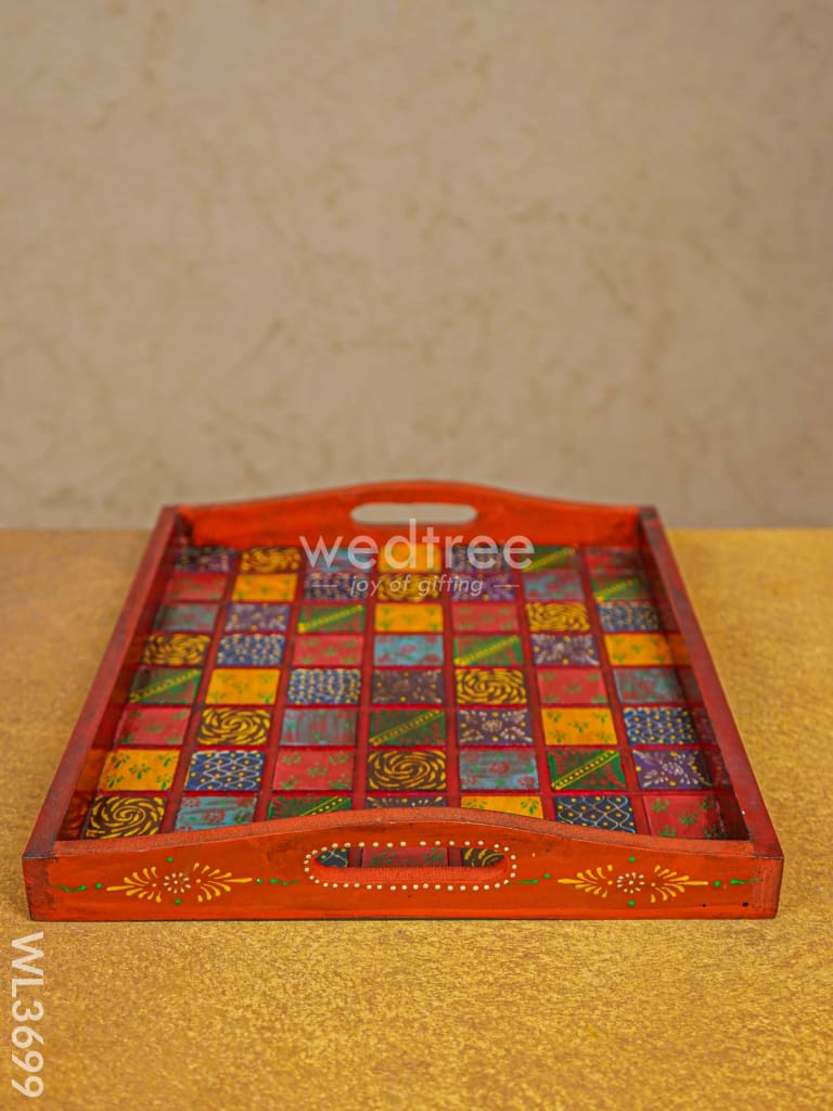 Handpainted Wooden Tray - Set Of 2 Wl3699 Utility