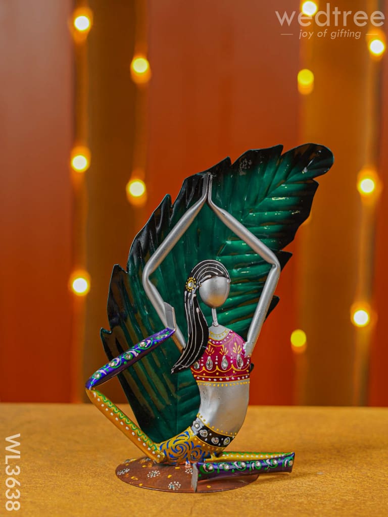 Handpainted Yoga Lady Showpiece - Set Of 2 Wl3638 Metal Decor