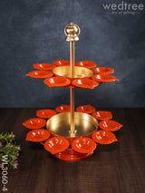 Hangable 2-Step Urli With Diya Stand- Wl3060 Orange Metal Decor Hanging