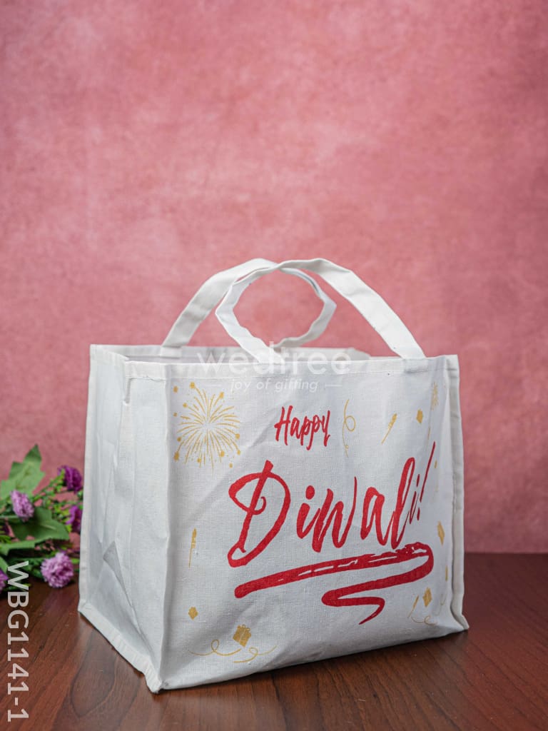 Happy Diwali Printed Jute Bag - Wbg1141-1 Bags