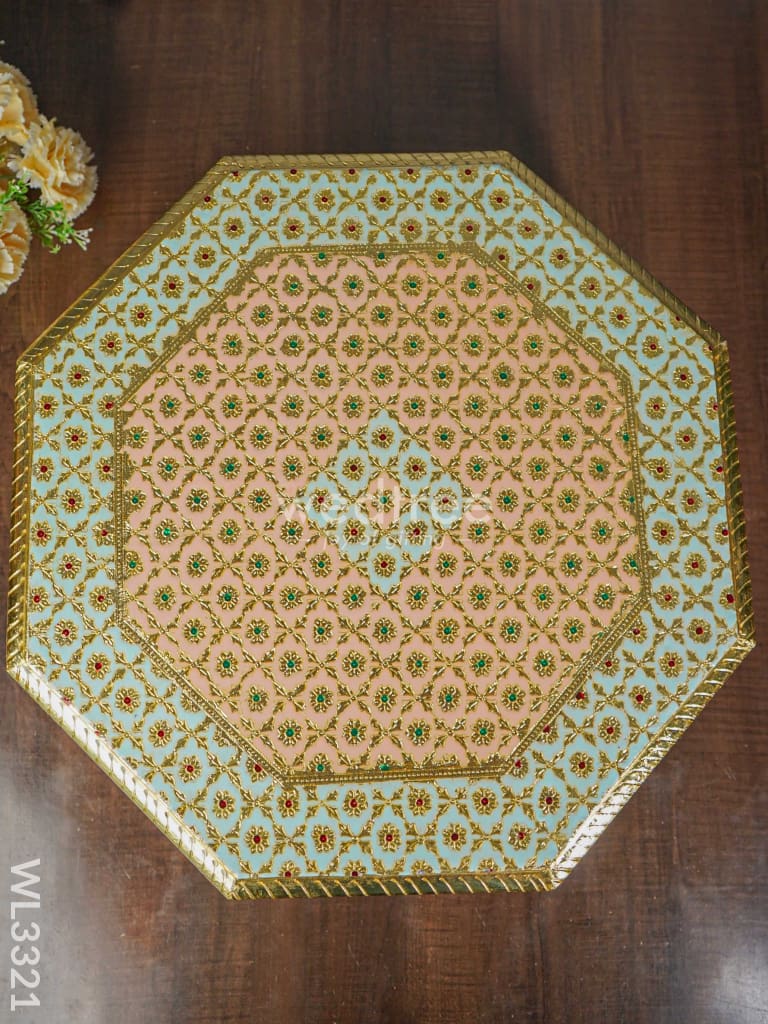 Hexagon Shaped Meenakari Manai - 18 X Inch Wl3321