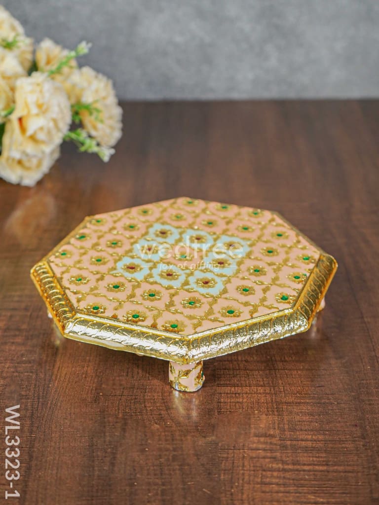 Hexagon Shaped Meenakari Manai - 8 X Inch Wl3323-1