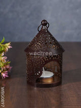 Home Décor Metal Hanging Lantern With T-Light Holder In Distressed Finish - Wbg0897 Candles