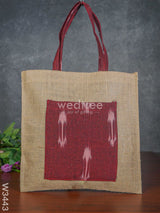 Ikkat Jute Bag With Front Pocket - W3443 Bags