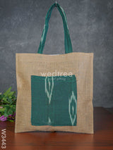 Ikkat Jute Bag With Front Pocket - W3443 Bags