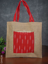 Ikkat Jute Bag With Front Pocket - W3443 Bags