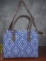 Jacquard Hand Bag With Leather Base & Handle - Wl1311 Regular Handbags